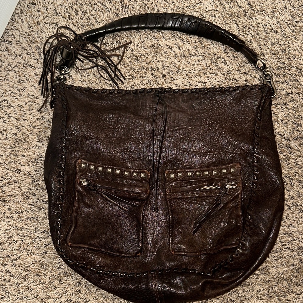 Carla Mancini Dark Brown Leather Women's Hobo Bag